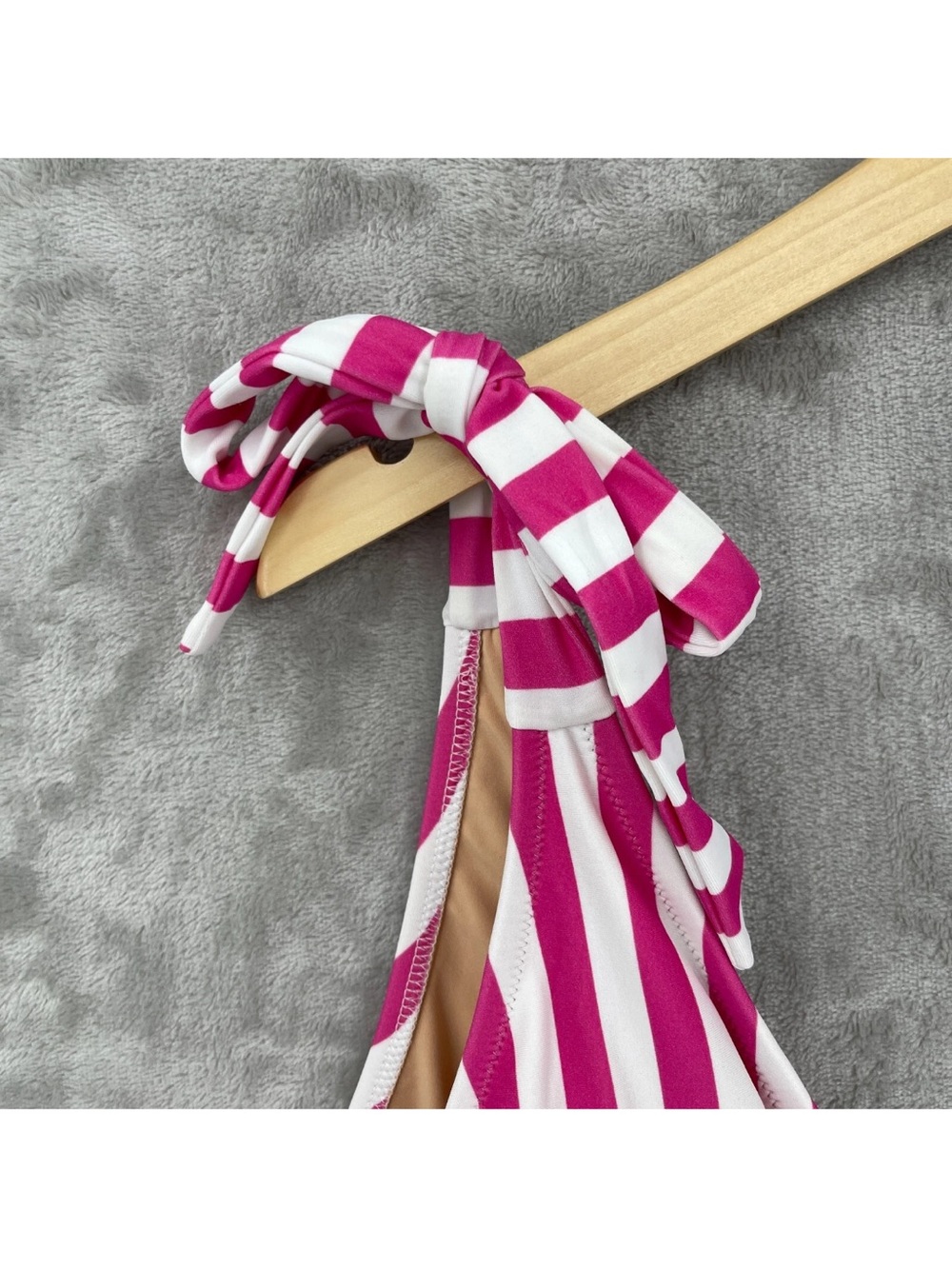 J. Crew 3X Pink & White Striped Tie-Shoulder One-Piece - Picture 4 of 16